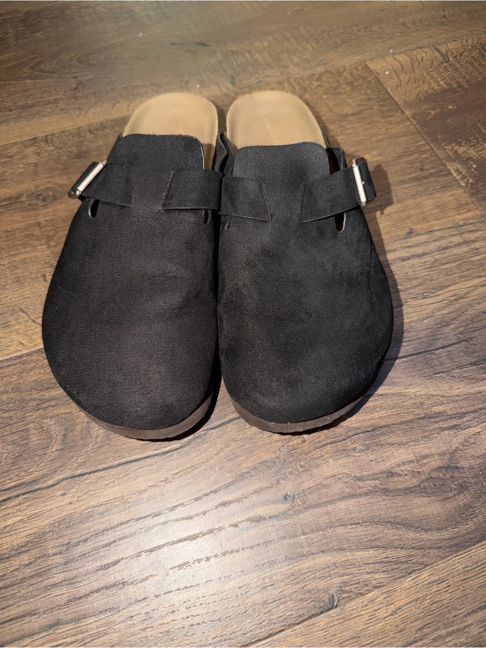 Universal Thread Black Suede Slip-On Clog Mules with Buckle